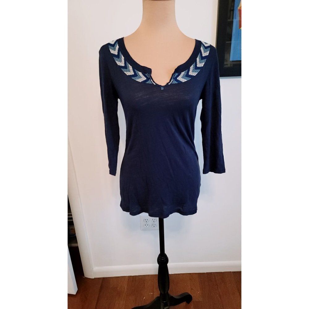 Lucky Brand 3/4 Sleeve Embroidered Women's Top